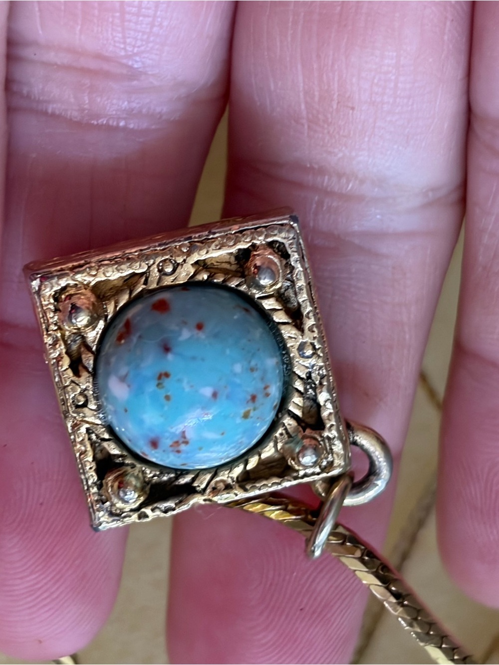 4/$100 Gold-Tone Pendant Necklace with Blue Stone